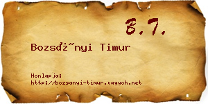 Bozsányi Timur névjegykártya